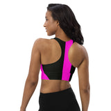 166 - NUCKLE UP pINK hOT  Badie Bear - Longline Sports Bra