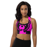 166 - NUCKLE UP pINK hOT  Badie Bear - Longline Sports Bra