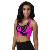 166 - NUCKLE UP pINK hOT  Badie Bear - Longline Sports Bra