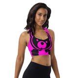166 - NUCKLE UP pINK hOT  Badie Bear - Longline Sports Bra